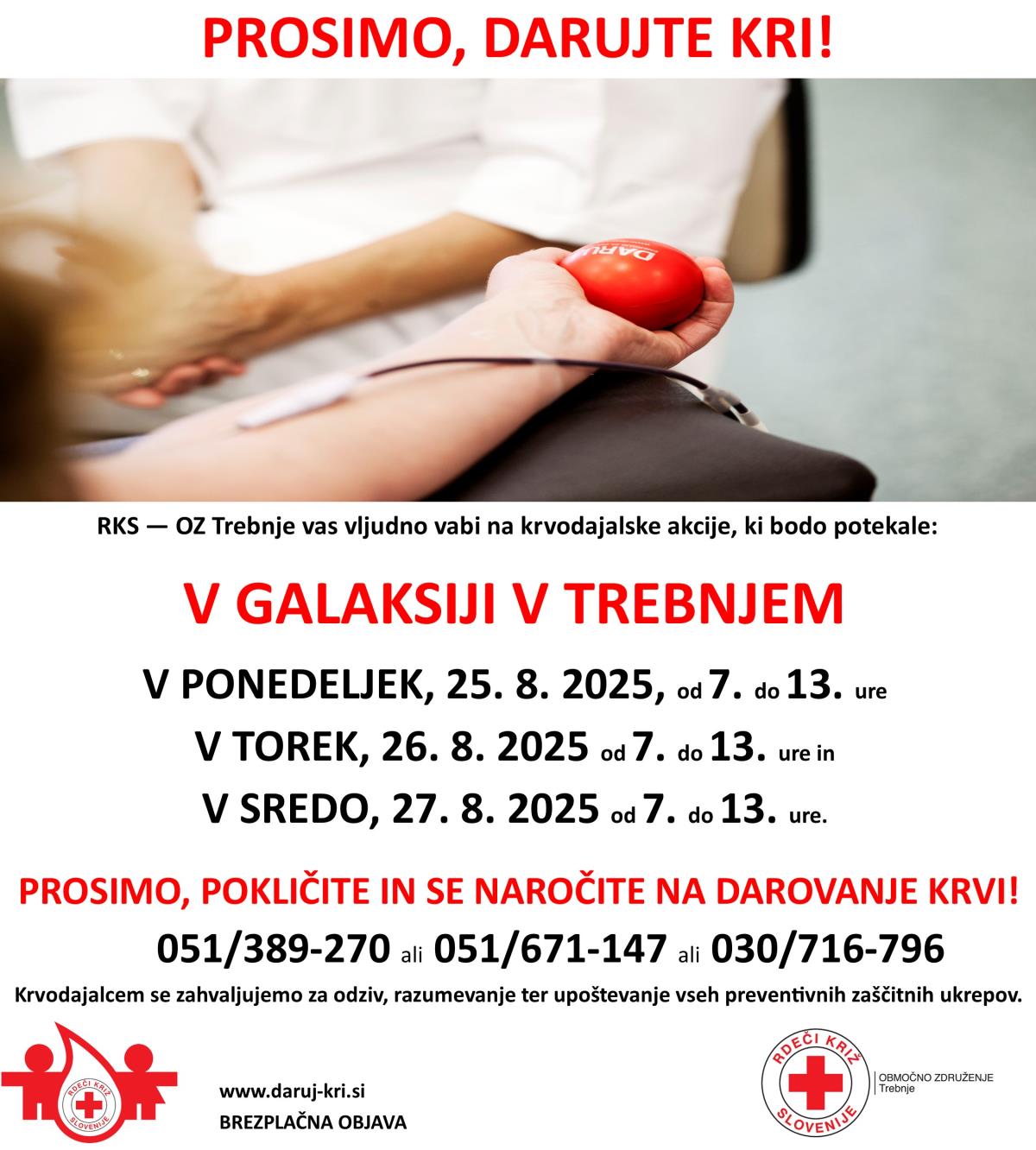 KA TREBNJE GALAKSIJA  pon to srd  25 26 in 27 avgust 2025 NAJAVA